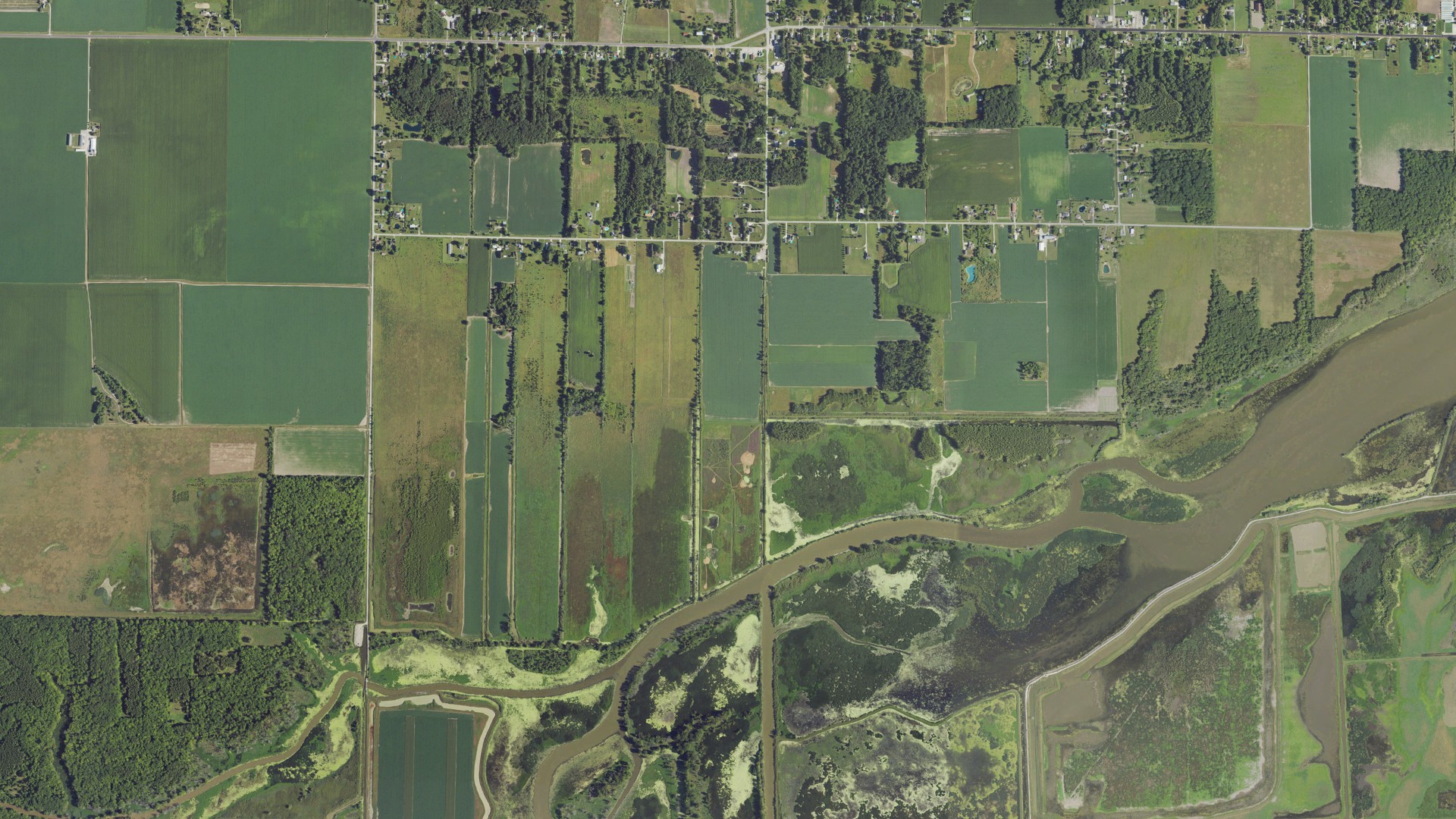 Aerial view of land around James, Michigan