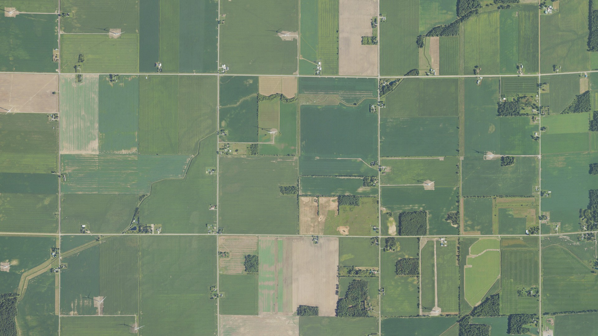 Aerial view of land around Jonesfield, Michigan
