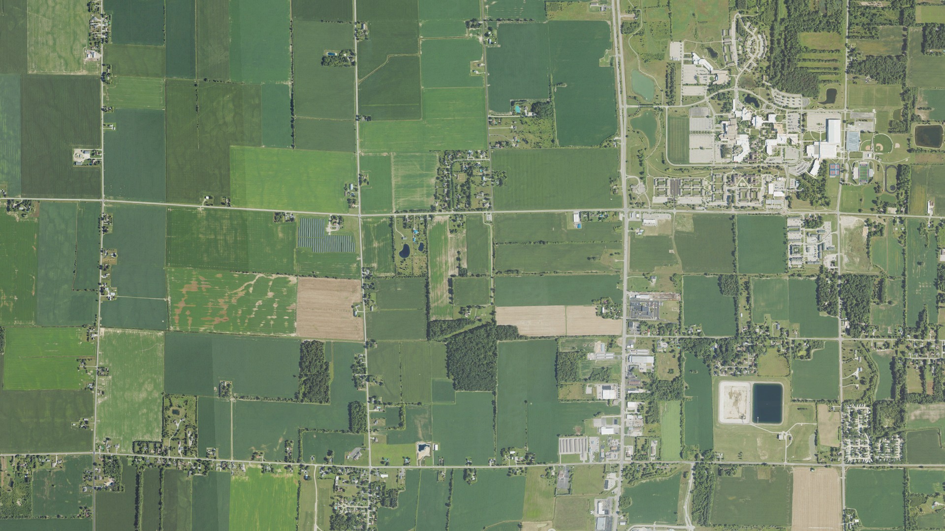 Aerial view of land around Kochville, Michigan