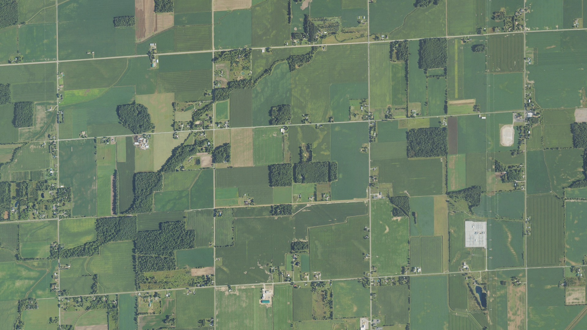 Aerial view of land around Richland, Michigan