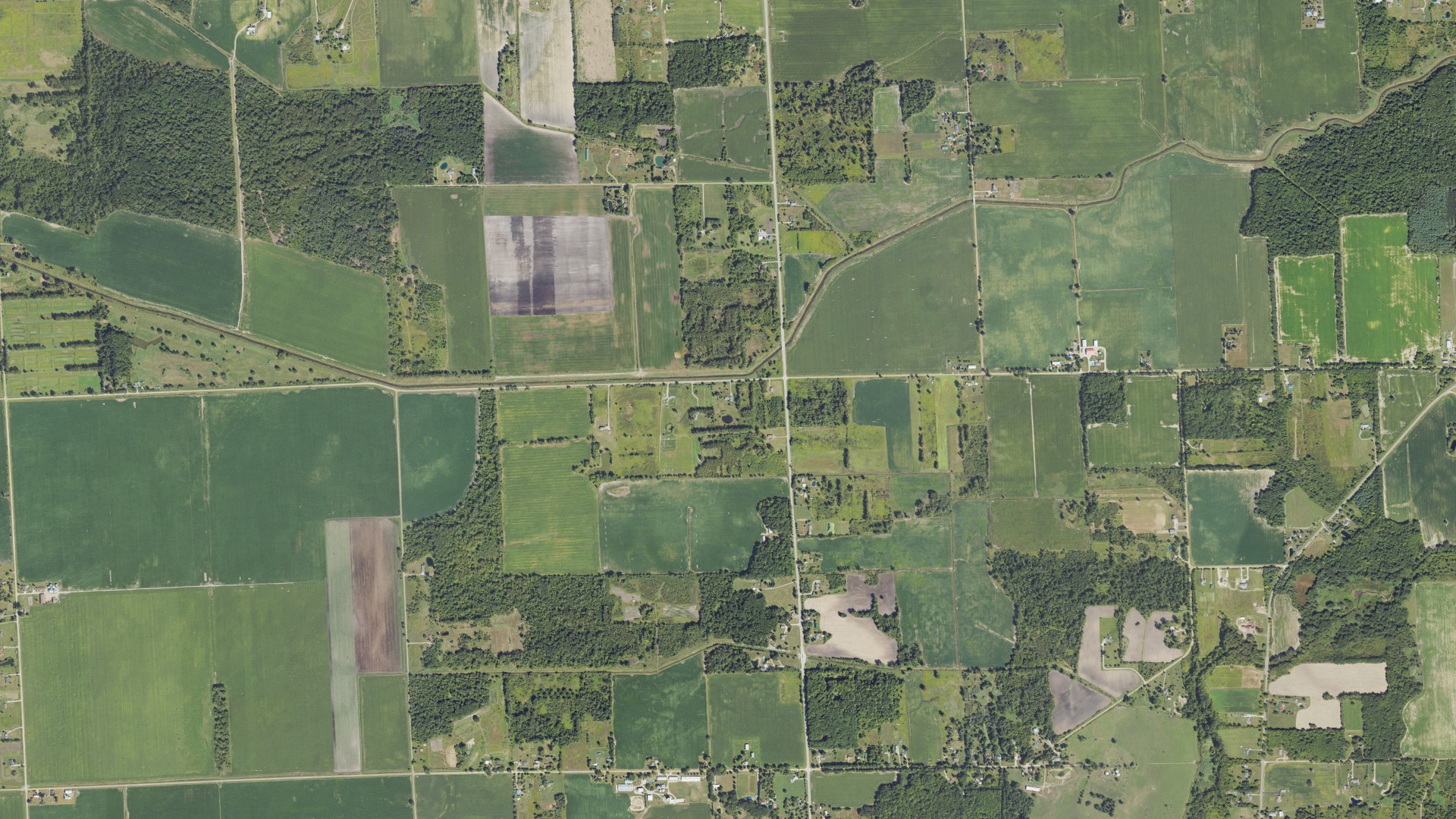 Aerial view of land around Lynn, Michigan