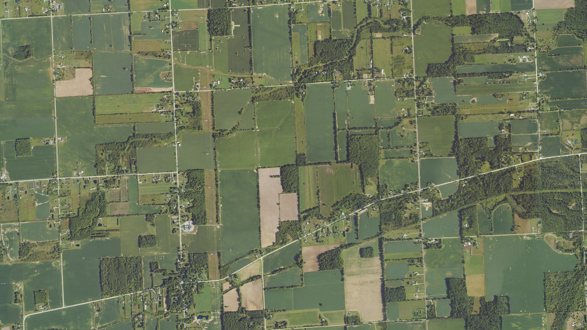 Aerial view of land around Wales, Michigan
