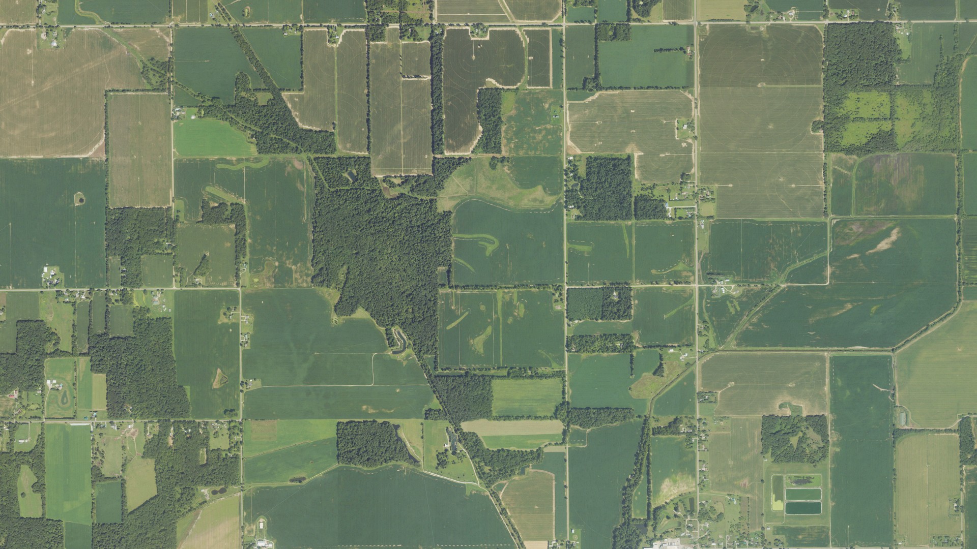 Natural-color aerial photograph of land around Mendon, Michigan