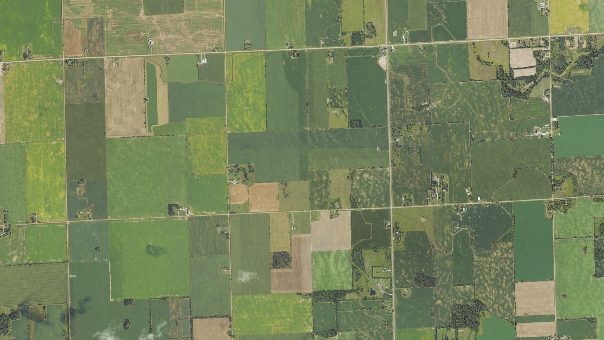 Aerial view of land around Bridgehampton, Michigan