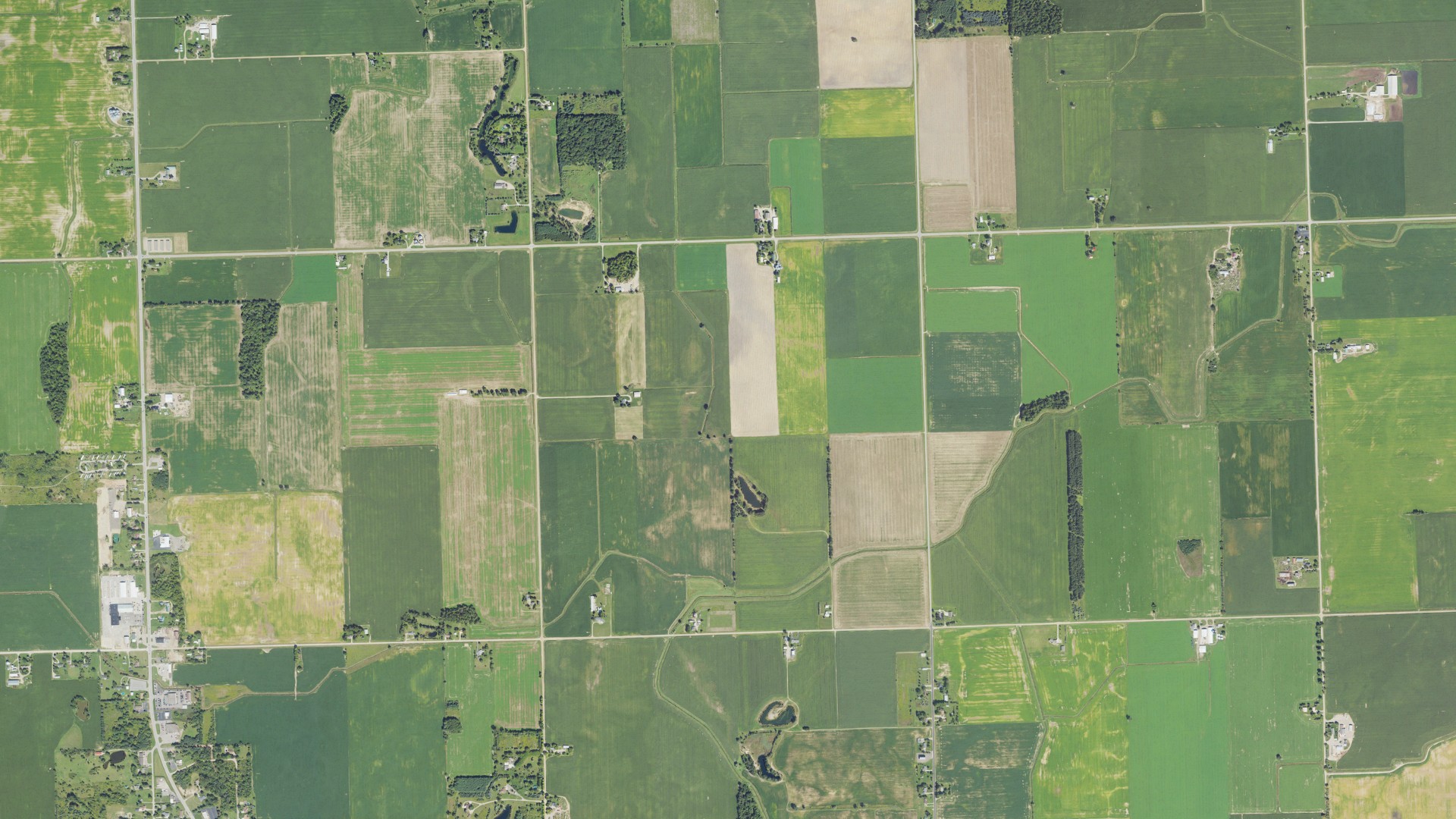 Aerial view of land around Marlette, Michigan