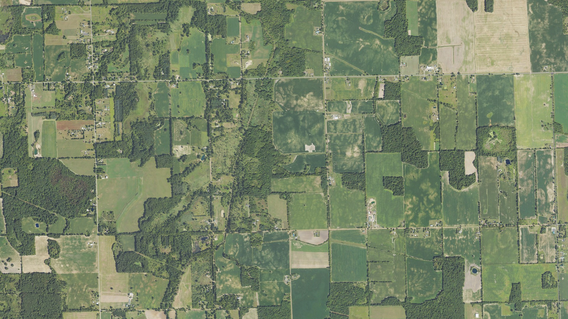 Aerial view of land around Antrim, Michigan