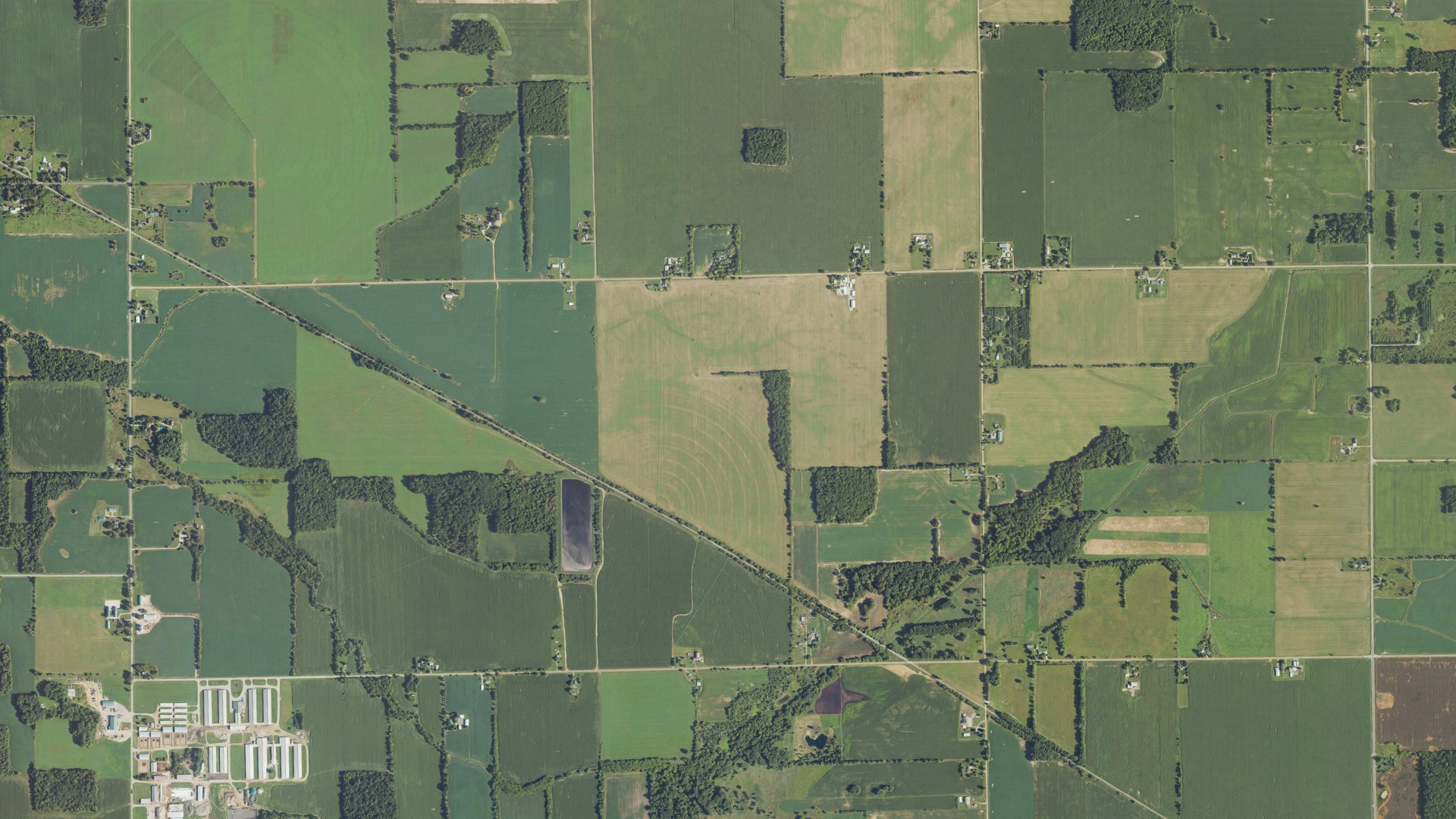 Aerial view of land around Fairfield, Michigan