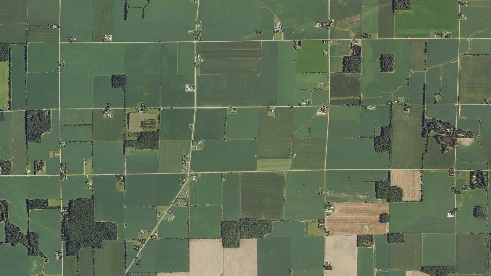 Aerial view of land around New Haven, Michigan