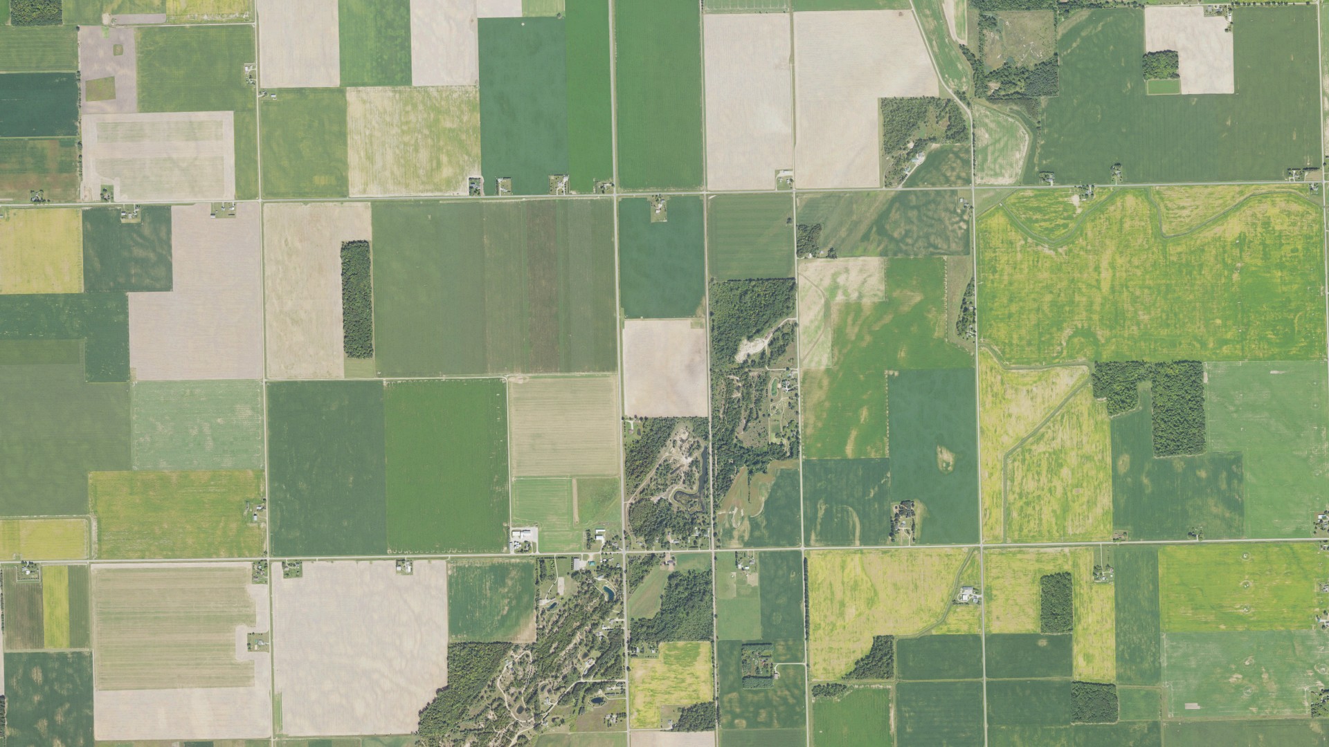 Aerial view of land around Almer, Michigan