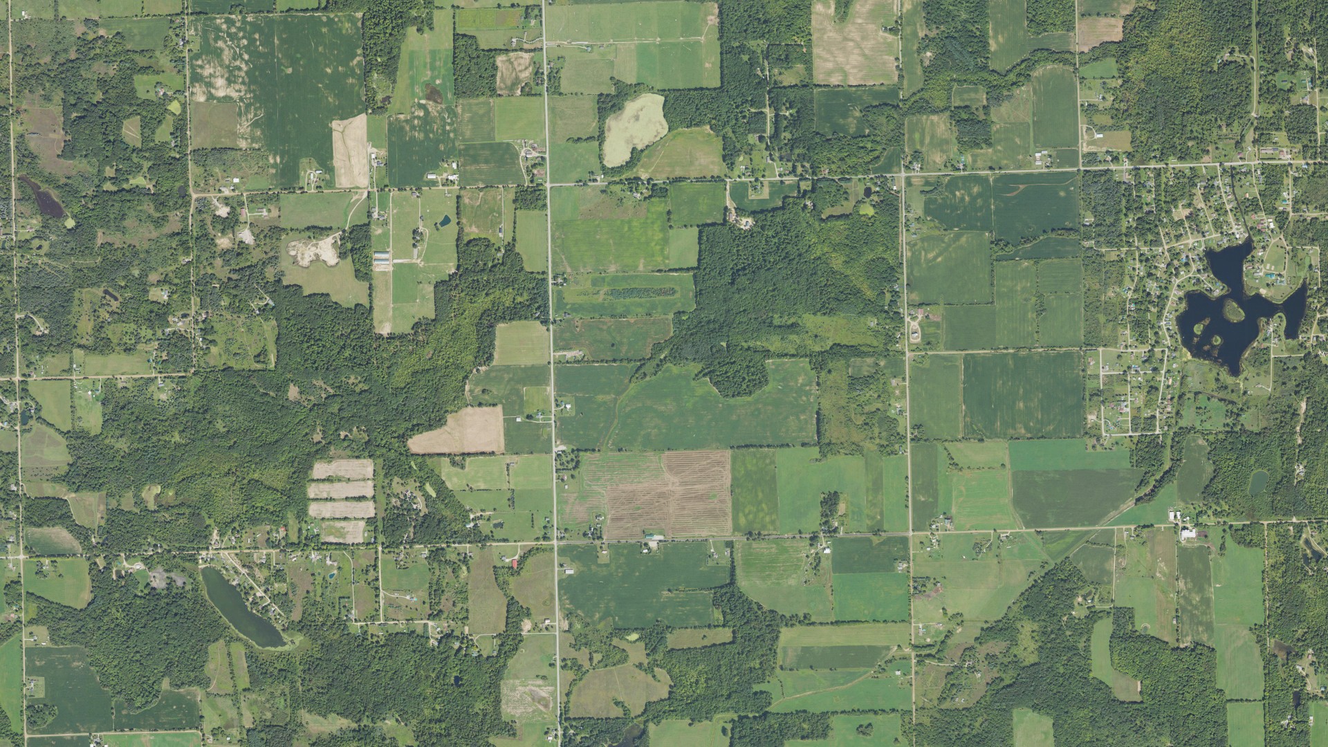 Aerial view of land around Dayton, Michigan
