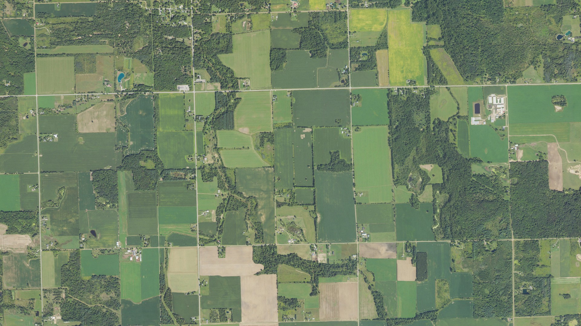 Aerial view of land around Kingston, Michigan