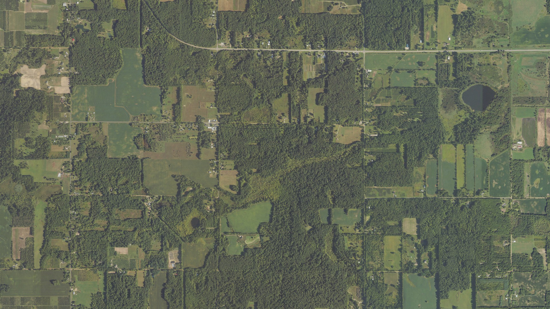 Aerial view of land around Arlington, Michigan