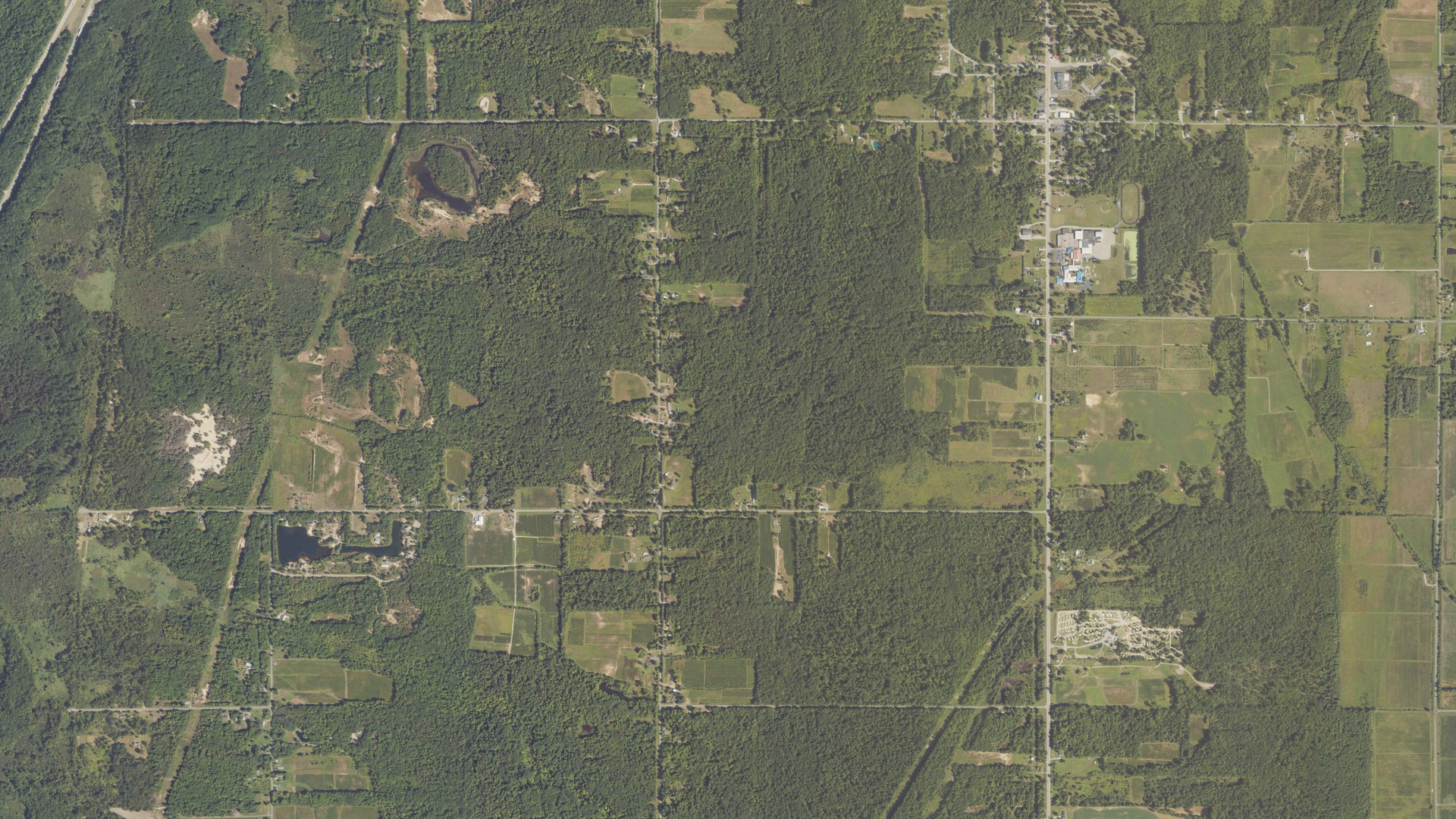 Natural-color aerial photograph of land around Covert, Michigan
