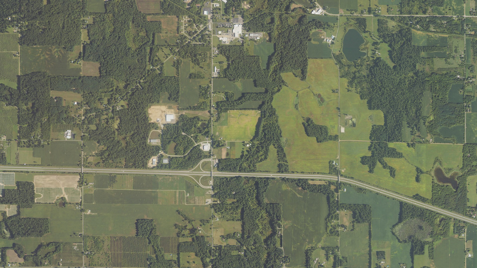 Natural-color aerial photograph of land around Lawrence, Michigan