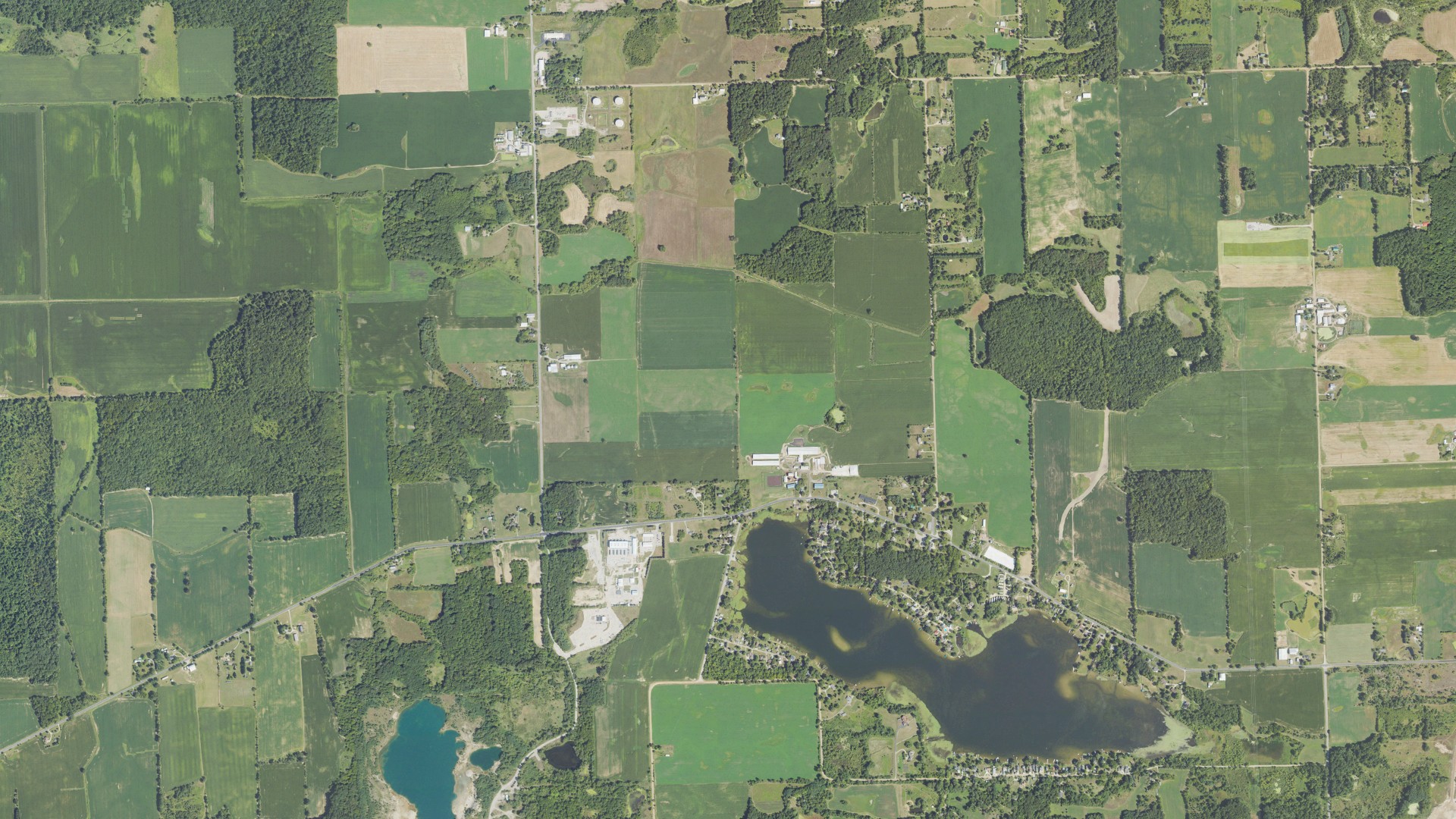 Aerial view of land around Freedom, Michigan