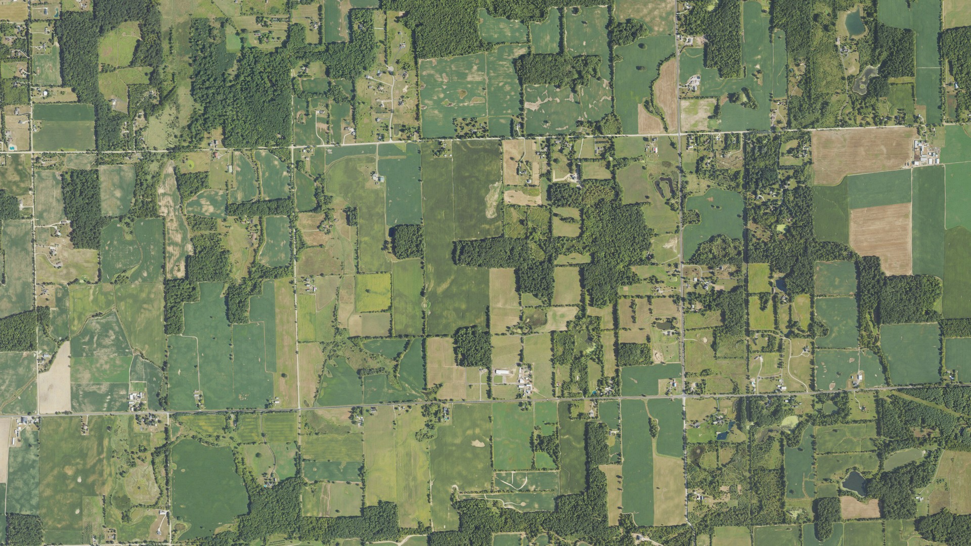 Aerial view of land around Lodi, Michigan