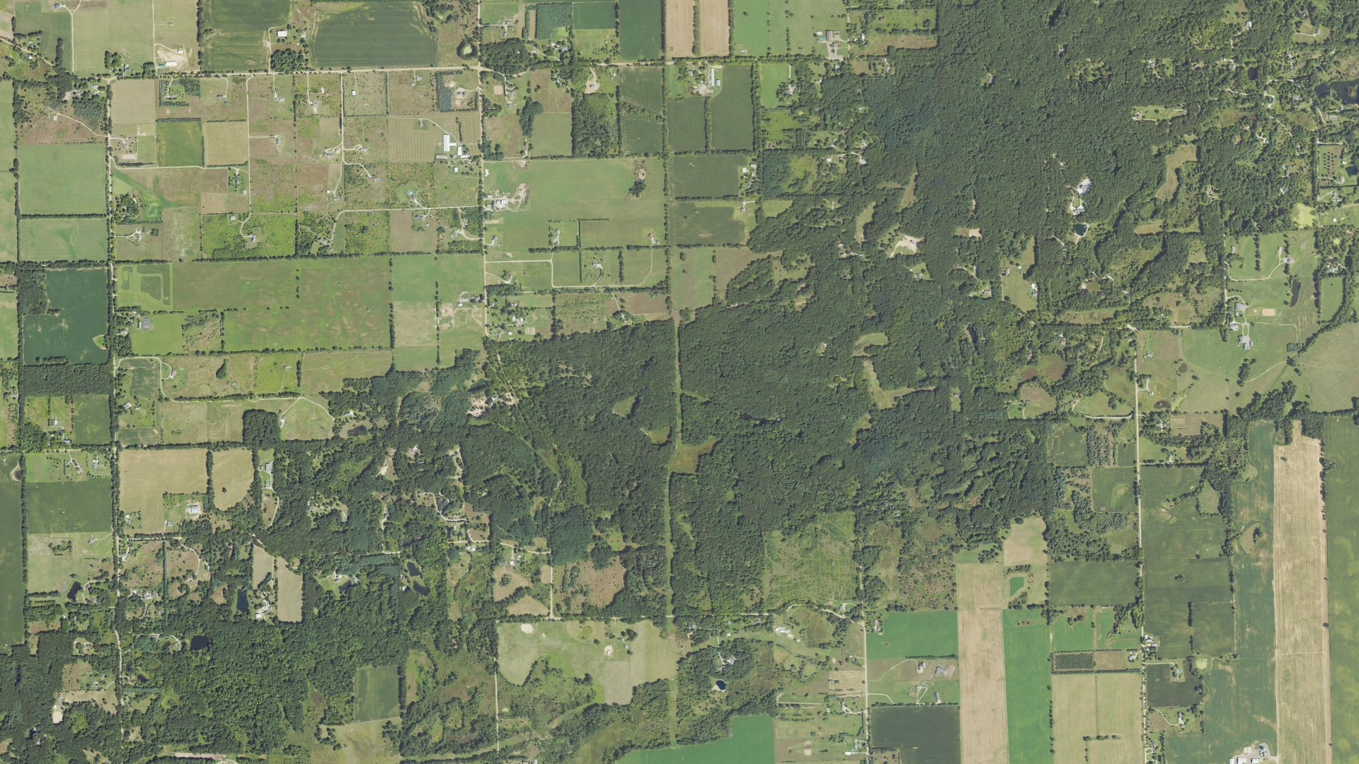Aerial view of land around Sharon, Michigan