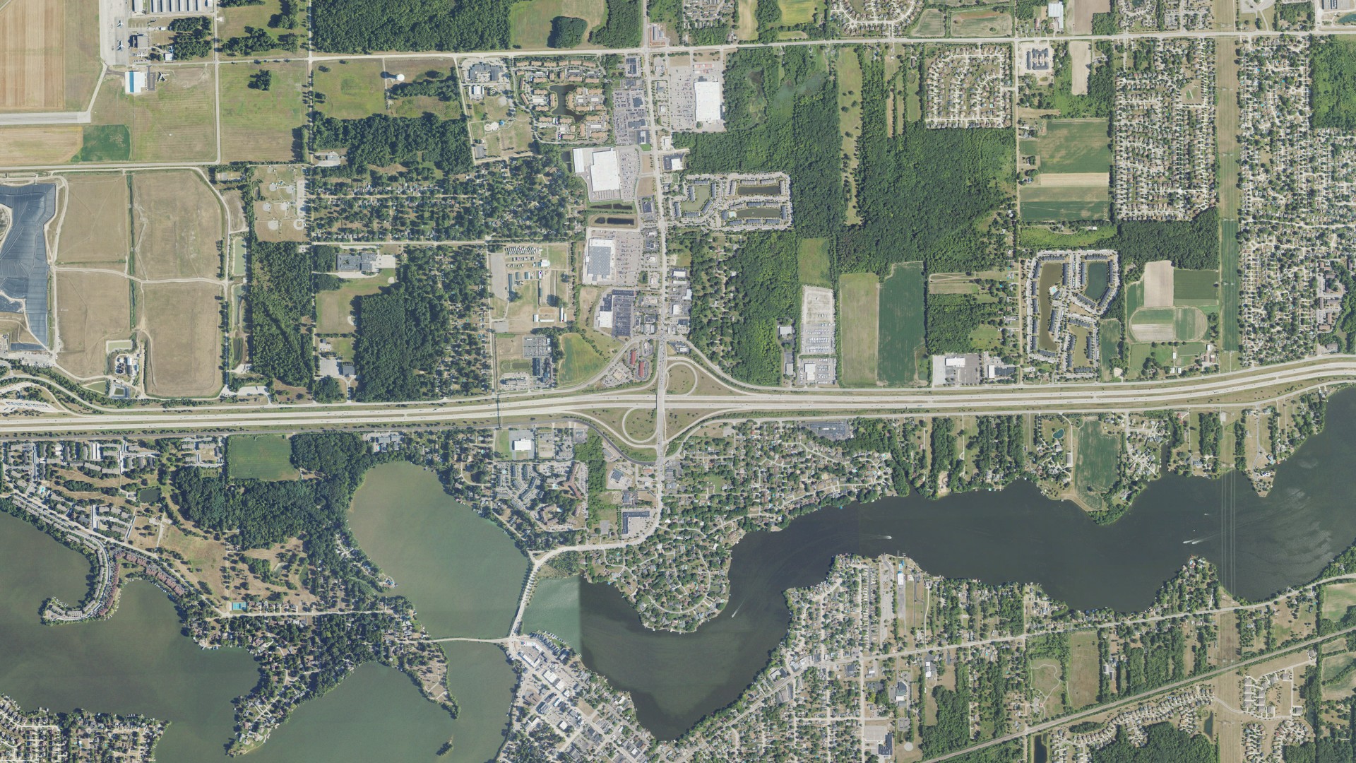 Aerial view of land around Van Buren charter, Michigan