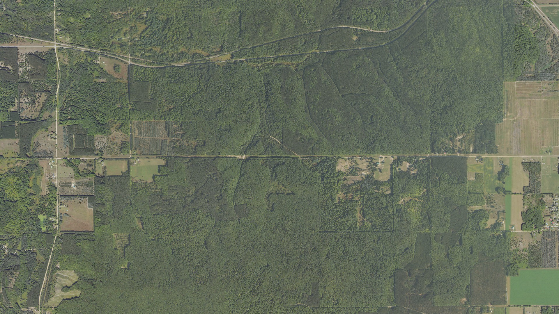 Aerial view of land around Boon, Michigan