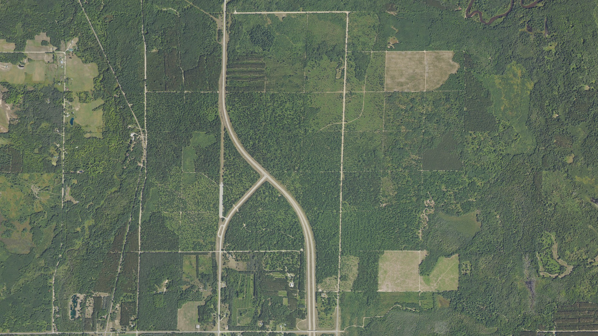 Aerial view of land around Liberty, Michigan