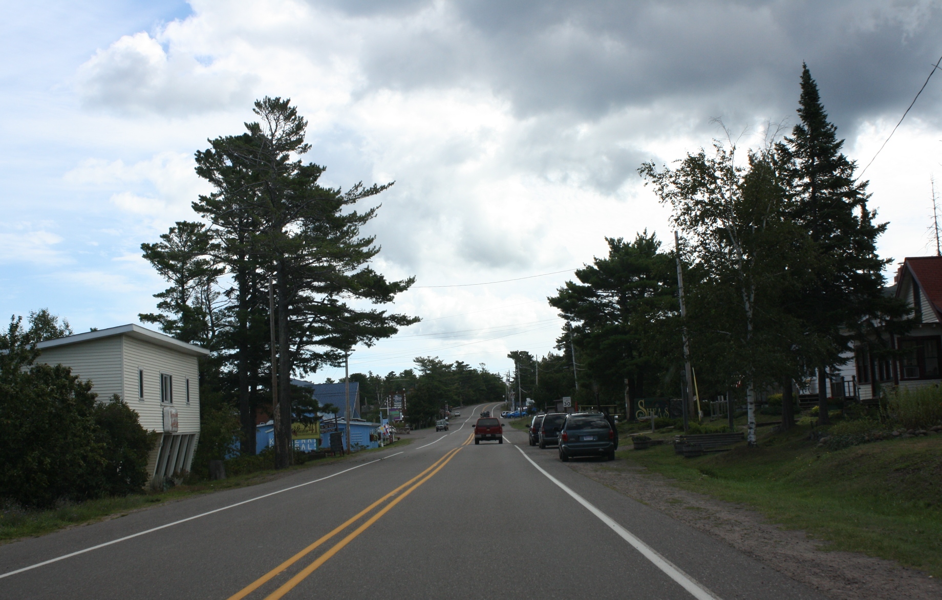 Looking east in downtown w:Copper Harbor, Michigan on w:U.S. Route 41. This file was uploaded with Commonist.