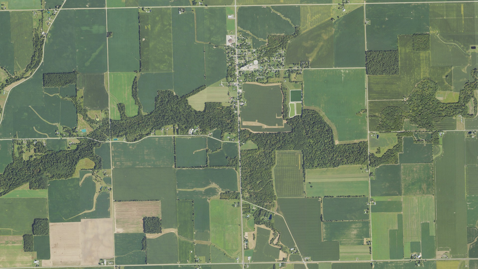 Aerial view of land around Jasper, Michigan