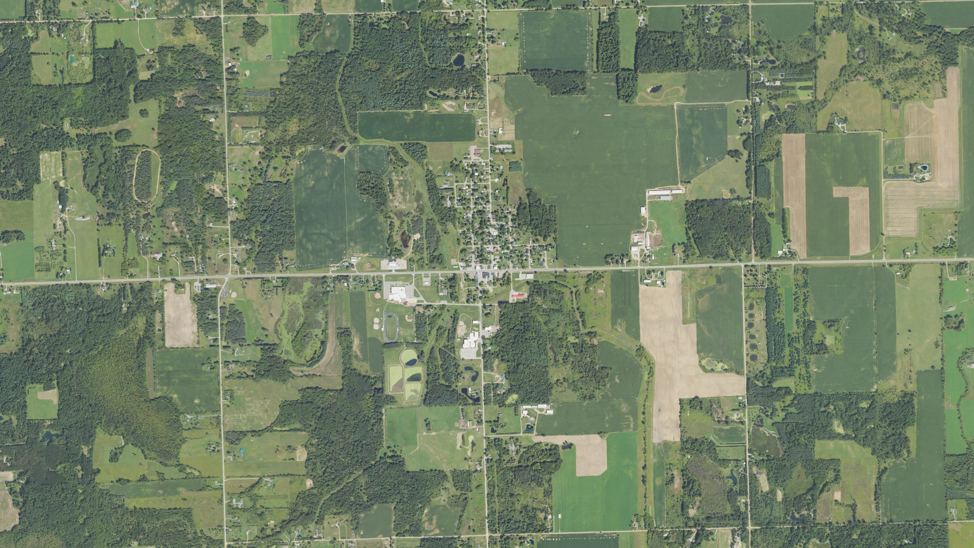Aerial view of land around Kingston, Michigan