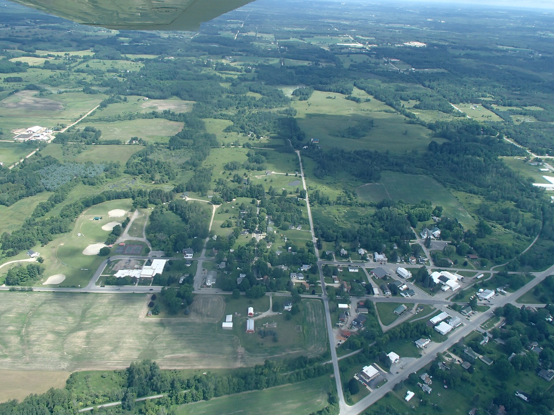 Aerial landscape in Le Roy, Michigan