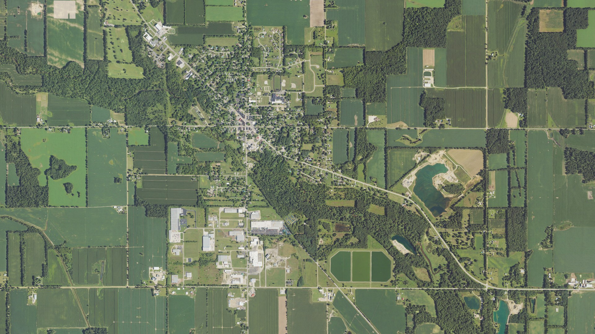 Aerial view of land around Litchfield, Michigan
