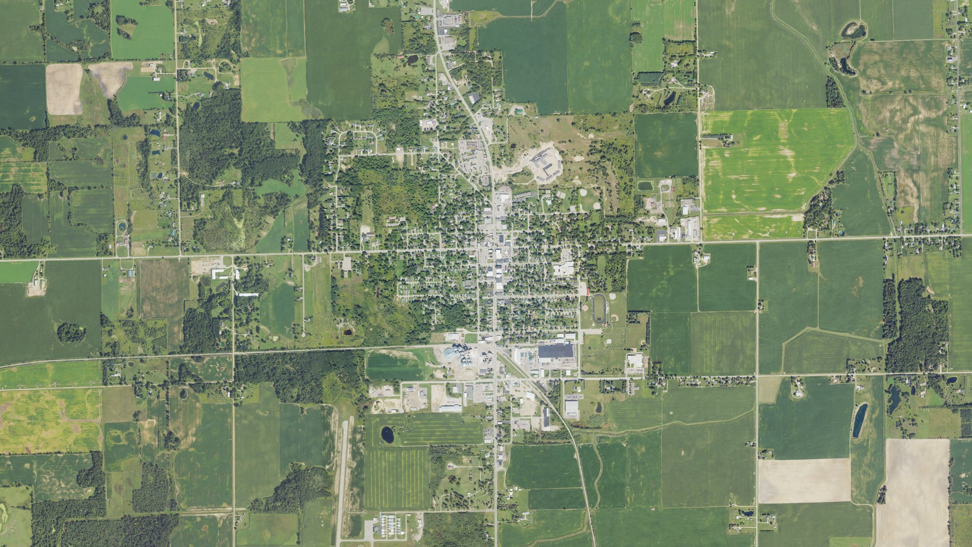 Aerial view of land around Marlette, Michigan
