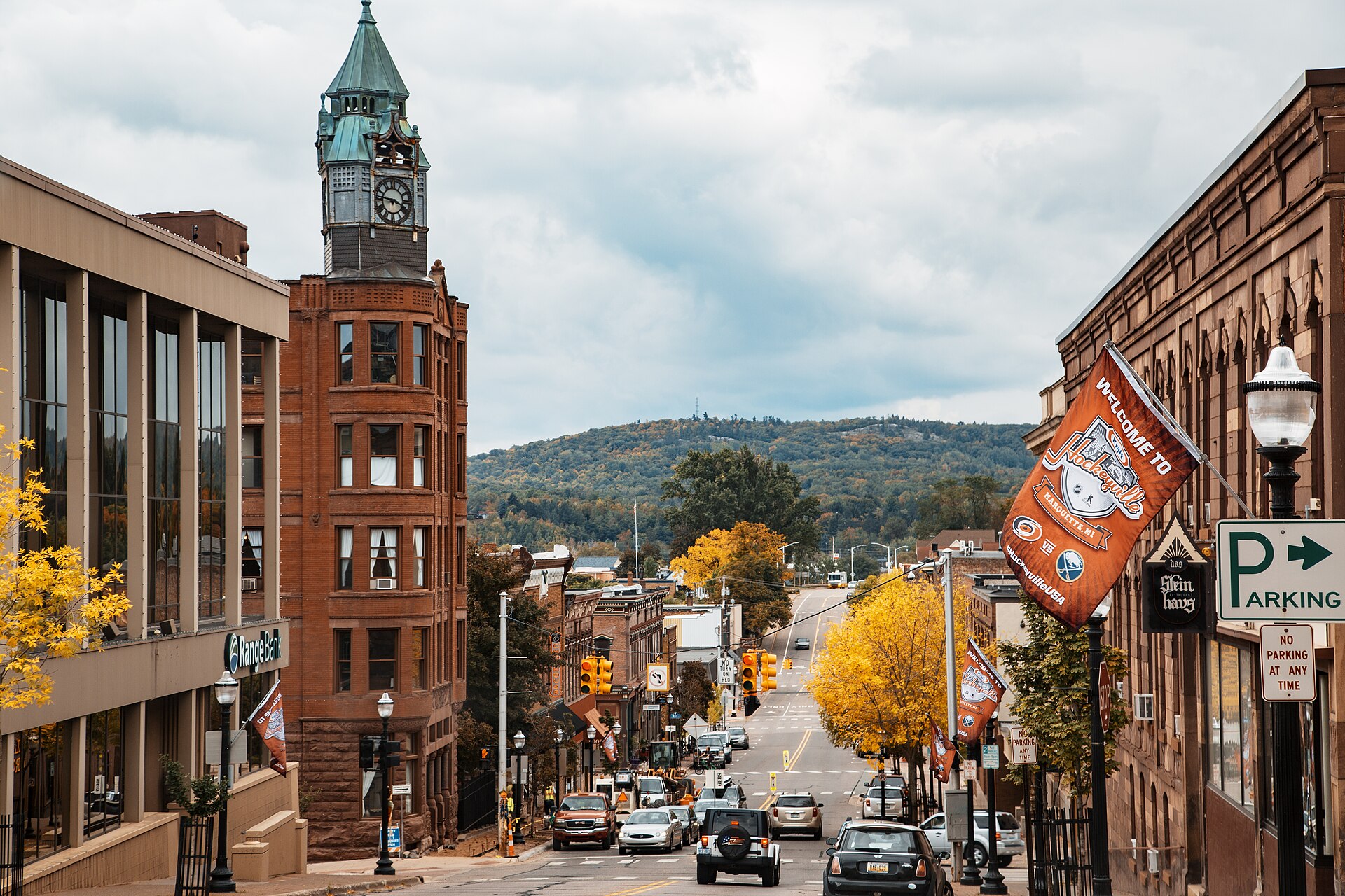 Downtown streets in Marquette, Michigan