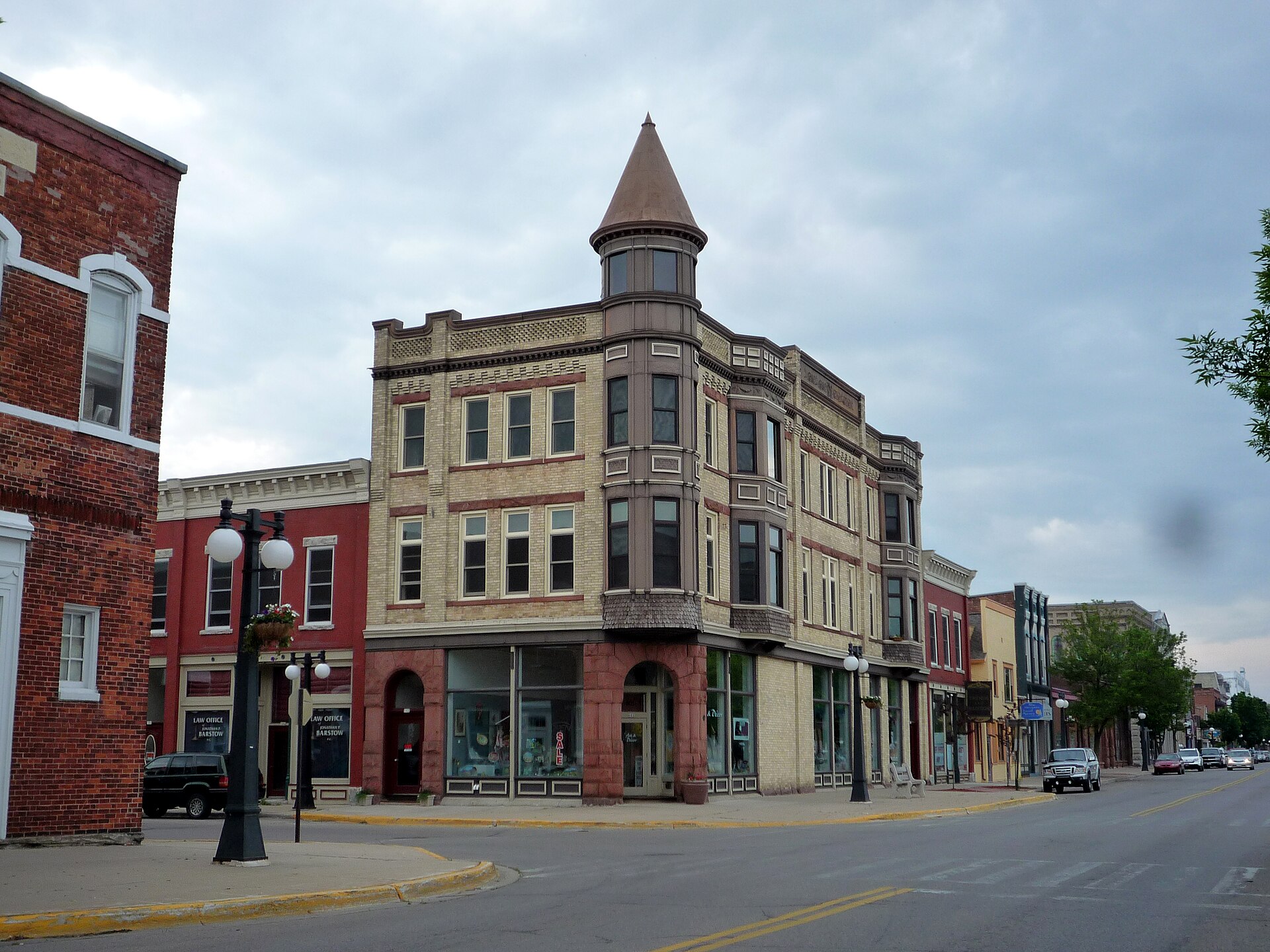 Downtown streets in Menominee, Michigan