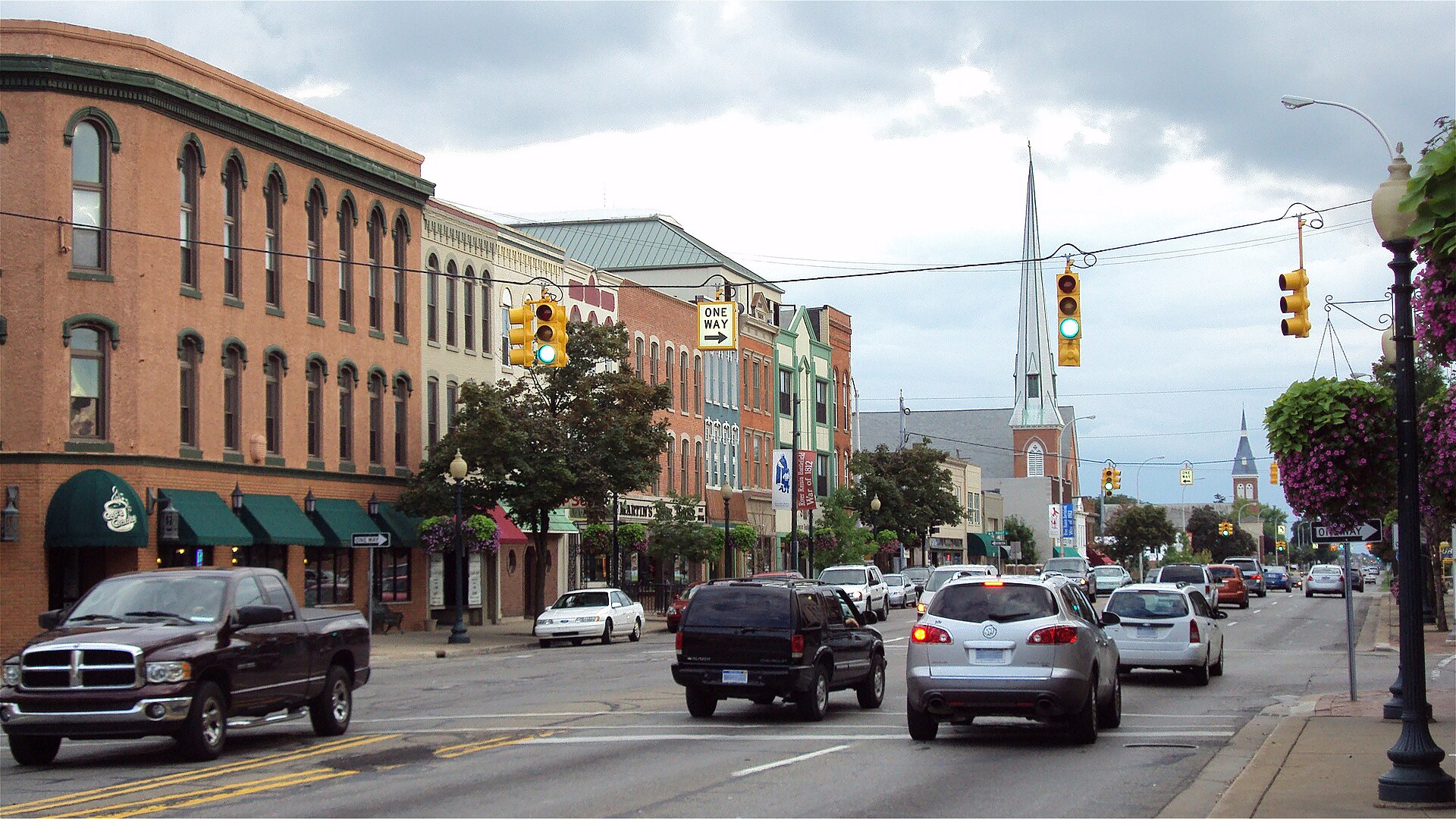 Downtown streets in Monroe, Michigan
