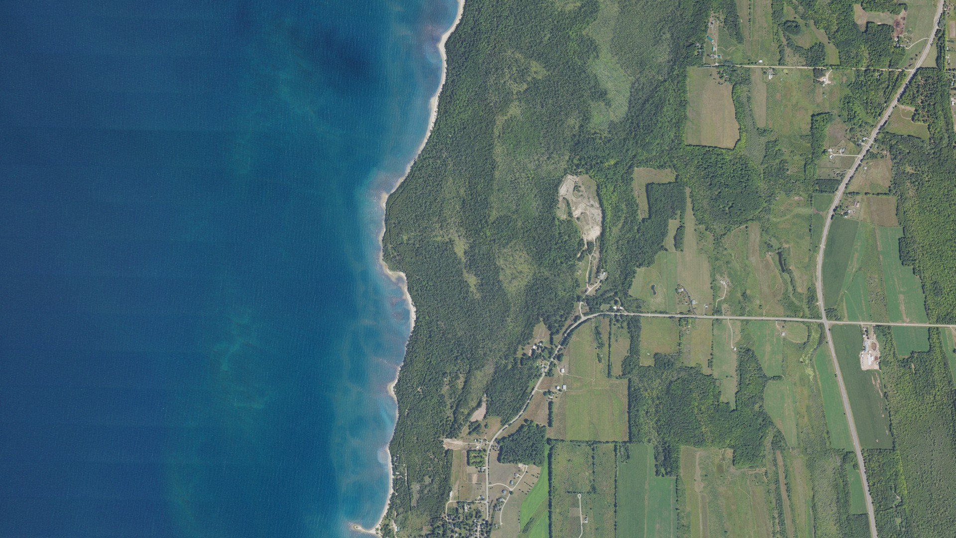 Aerial view of land around Norwood, Michigan