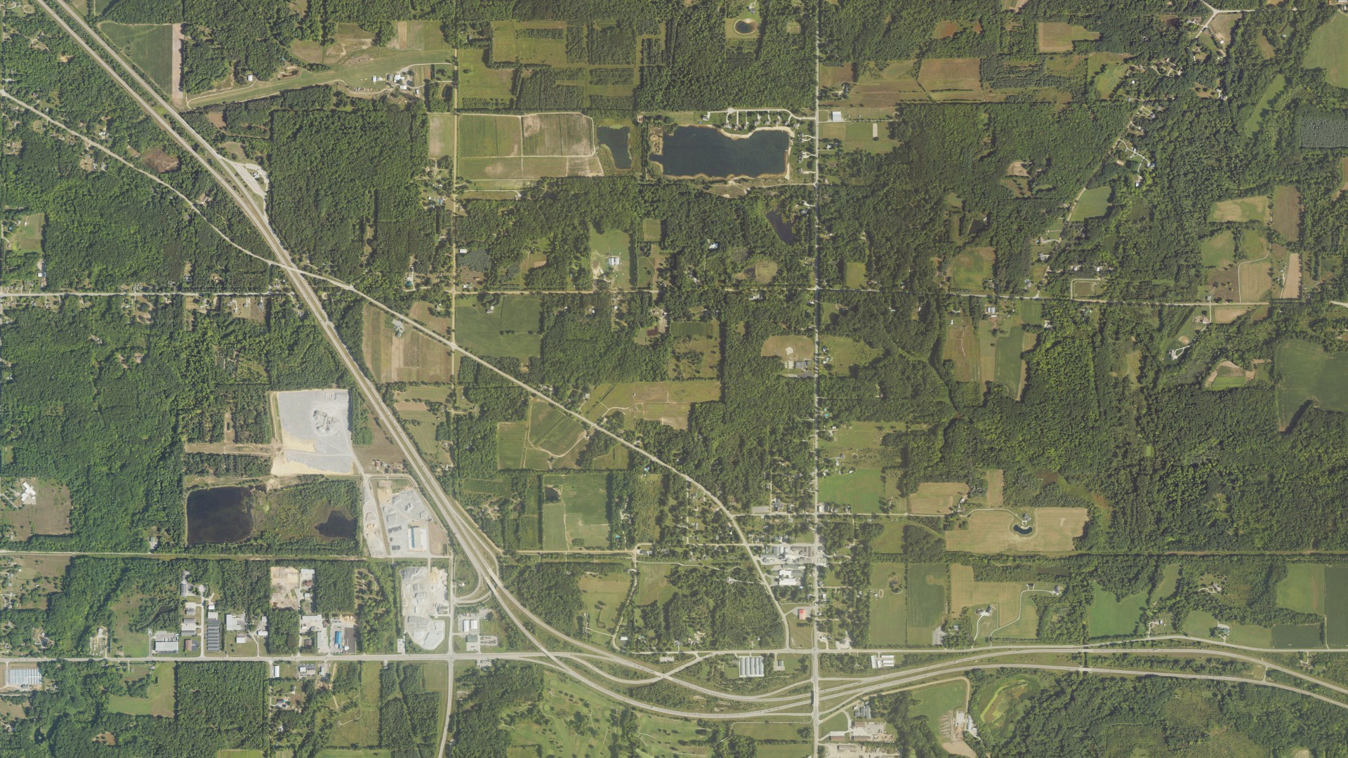 Natural-color aerial photograph of land around Nunica, Michigan