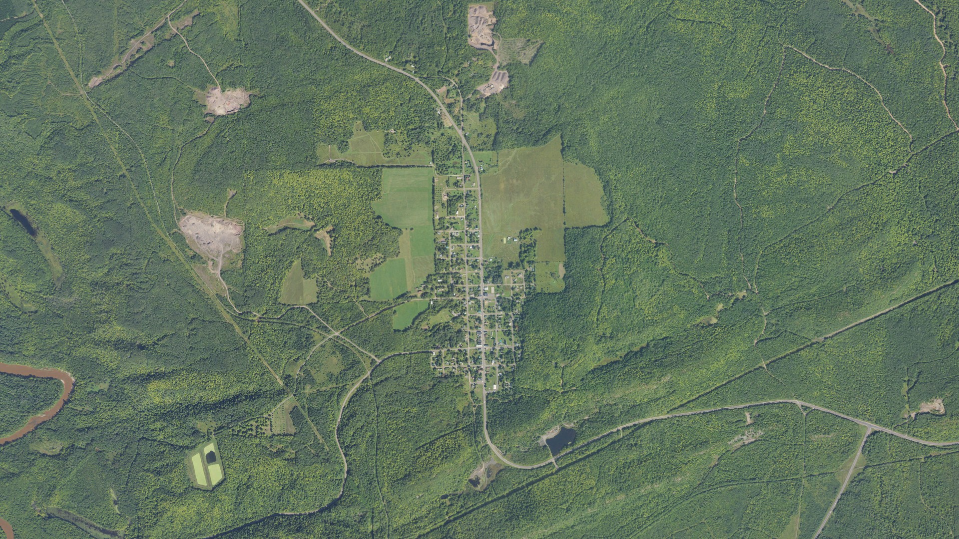 Aerial view of land around Rockland, Michigan