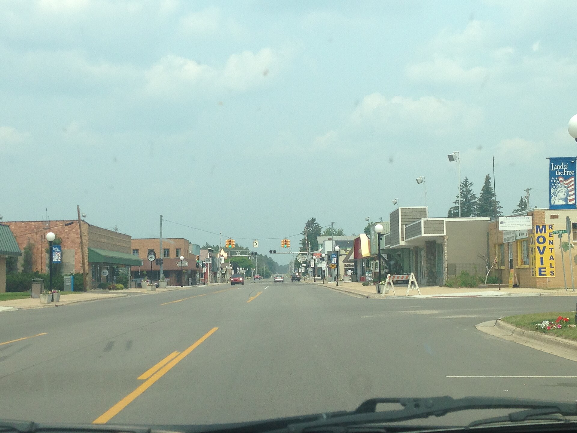 Downtown streets in Roscommon, Michigan