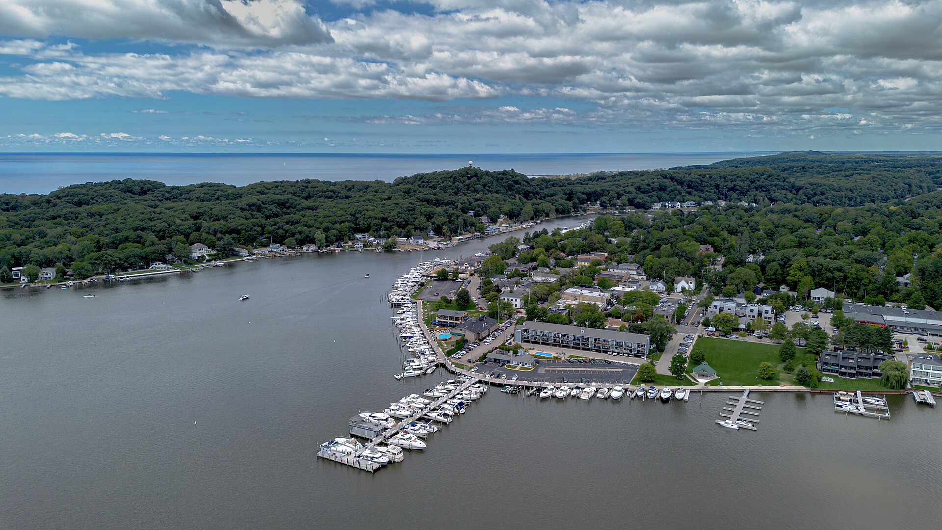 Aerial landscape in Saugatuck, Michigan
