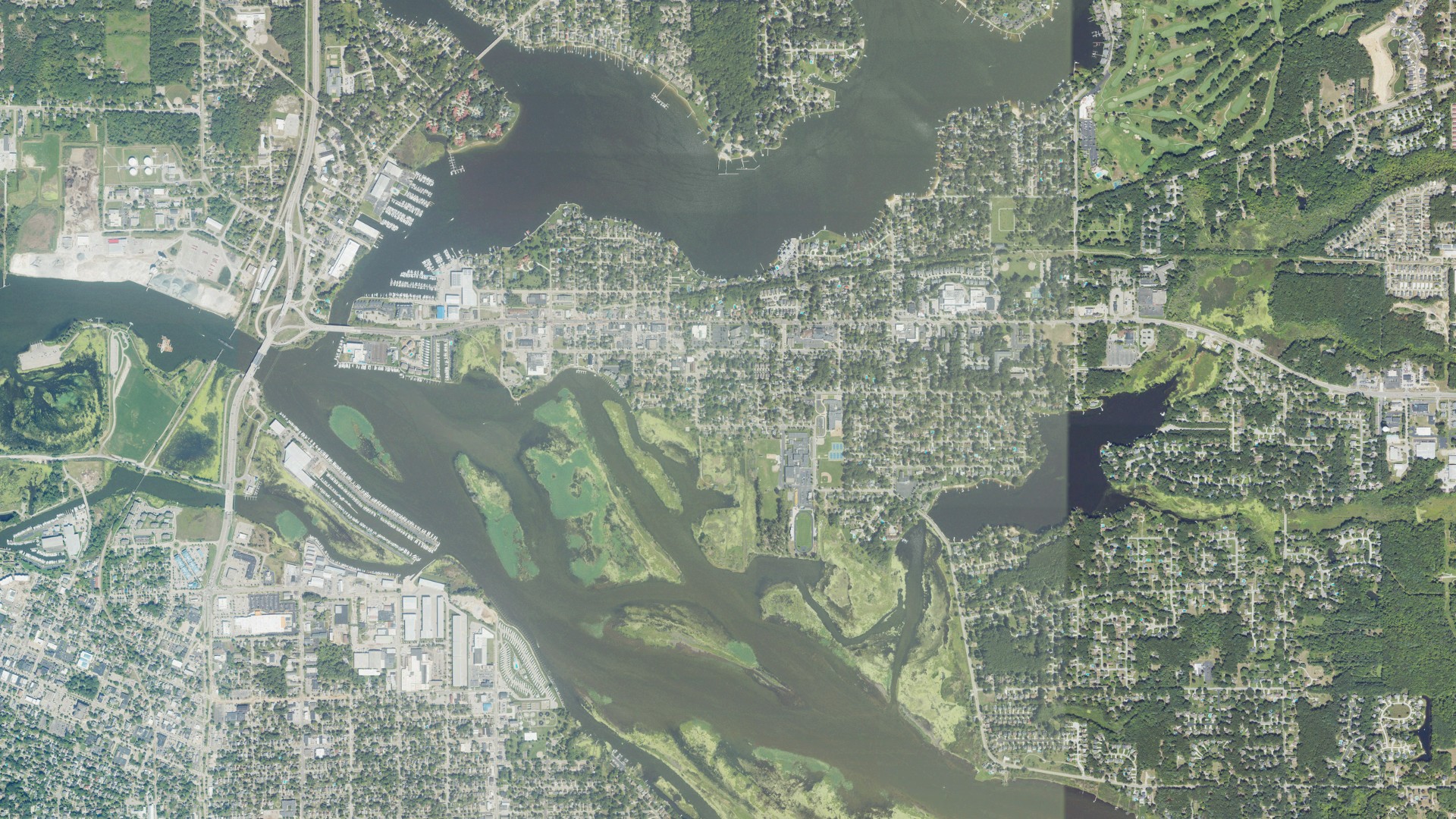 Aerial view of land around Spring Lake, Michigan
