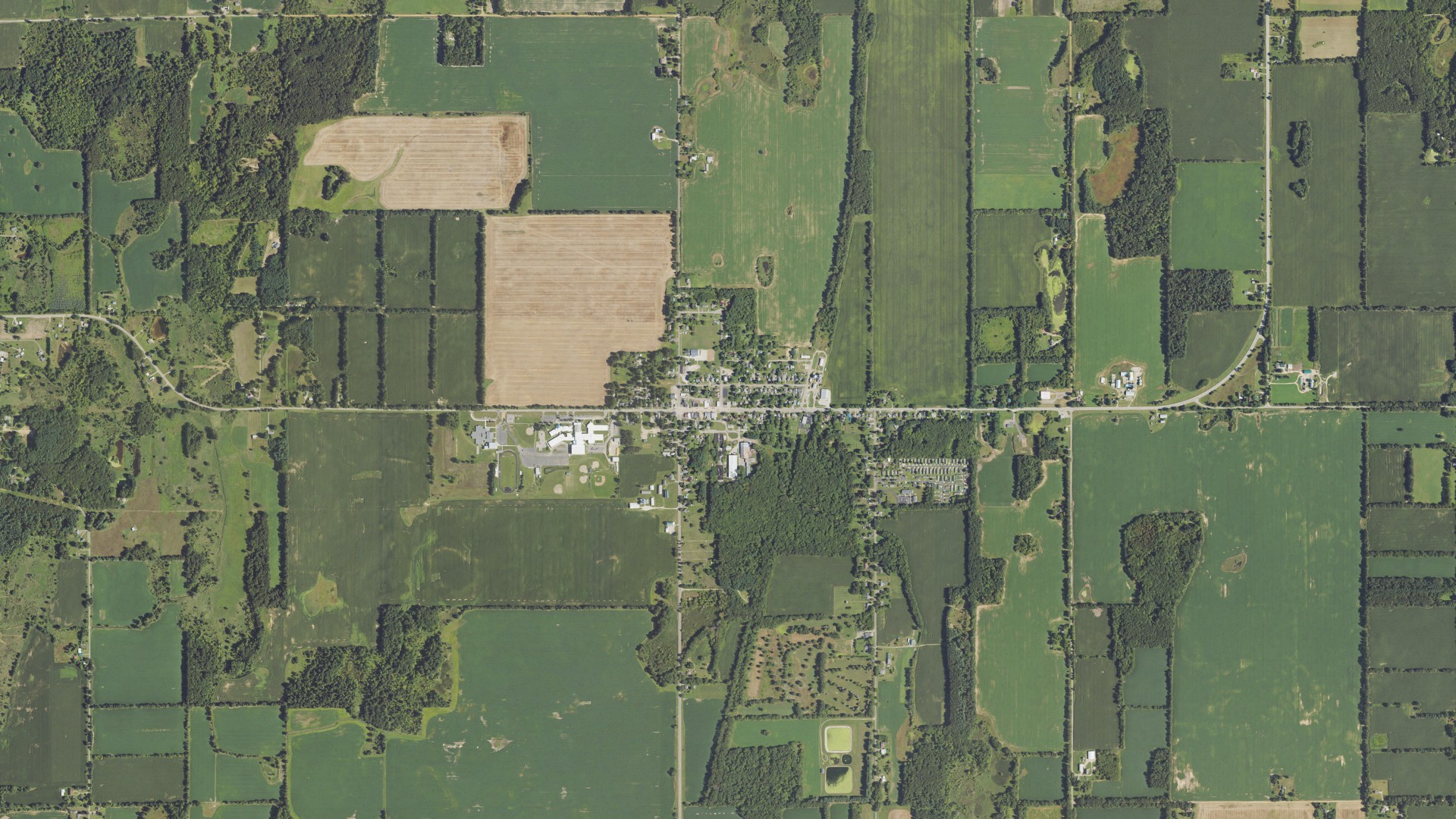 Aerial view of land around Springport, Michigan