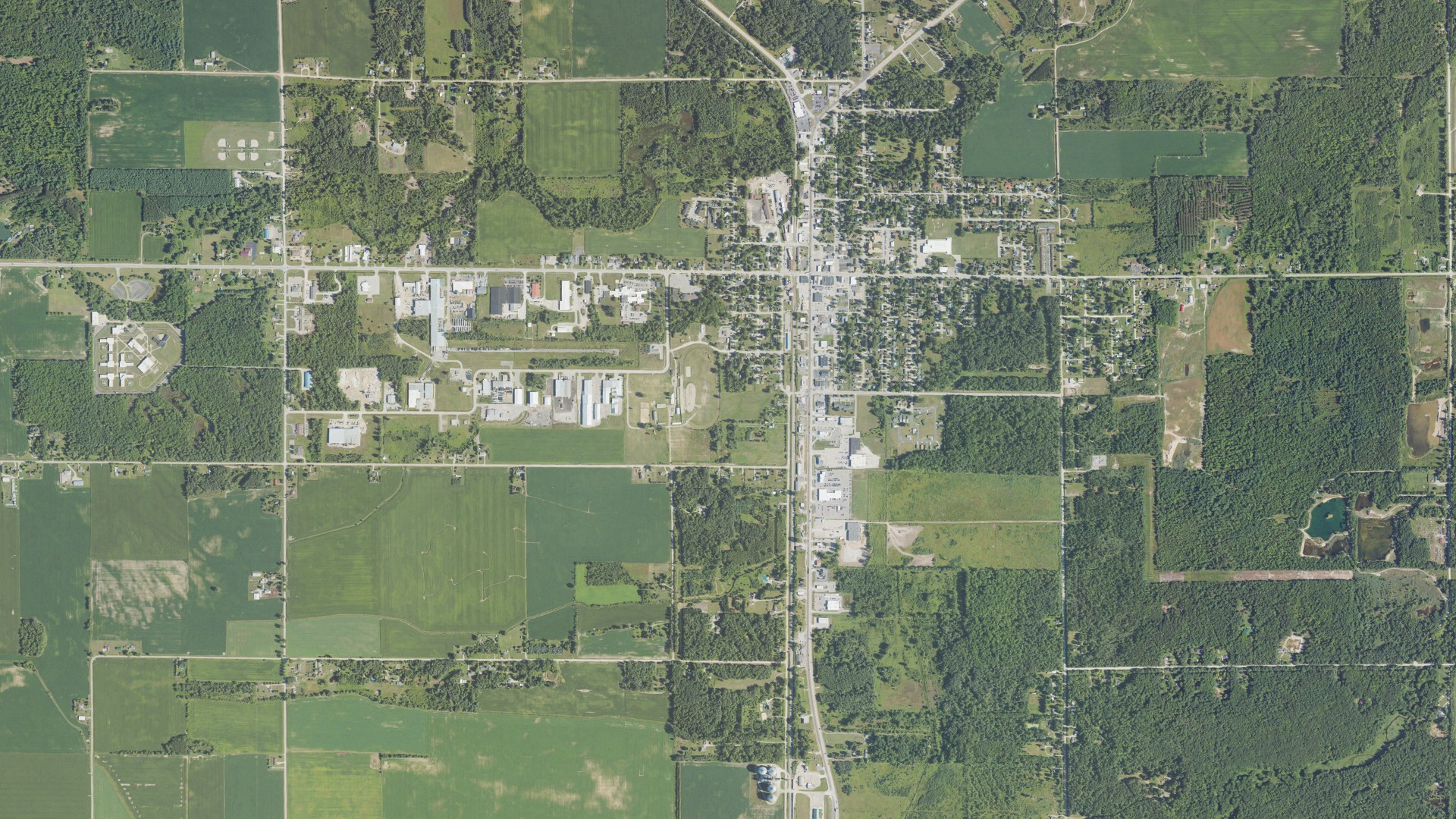 Aerial view of land around Standish, Michigan