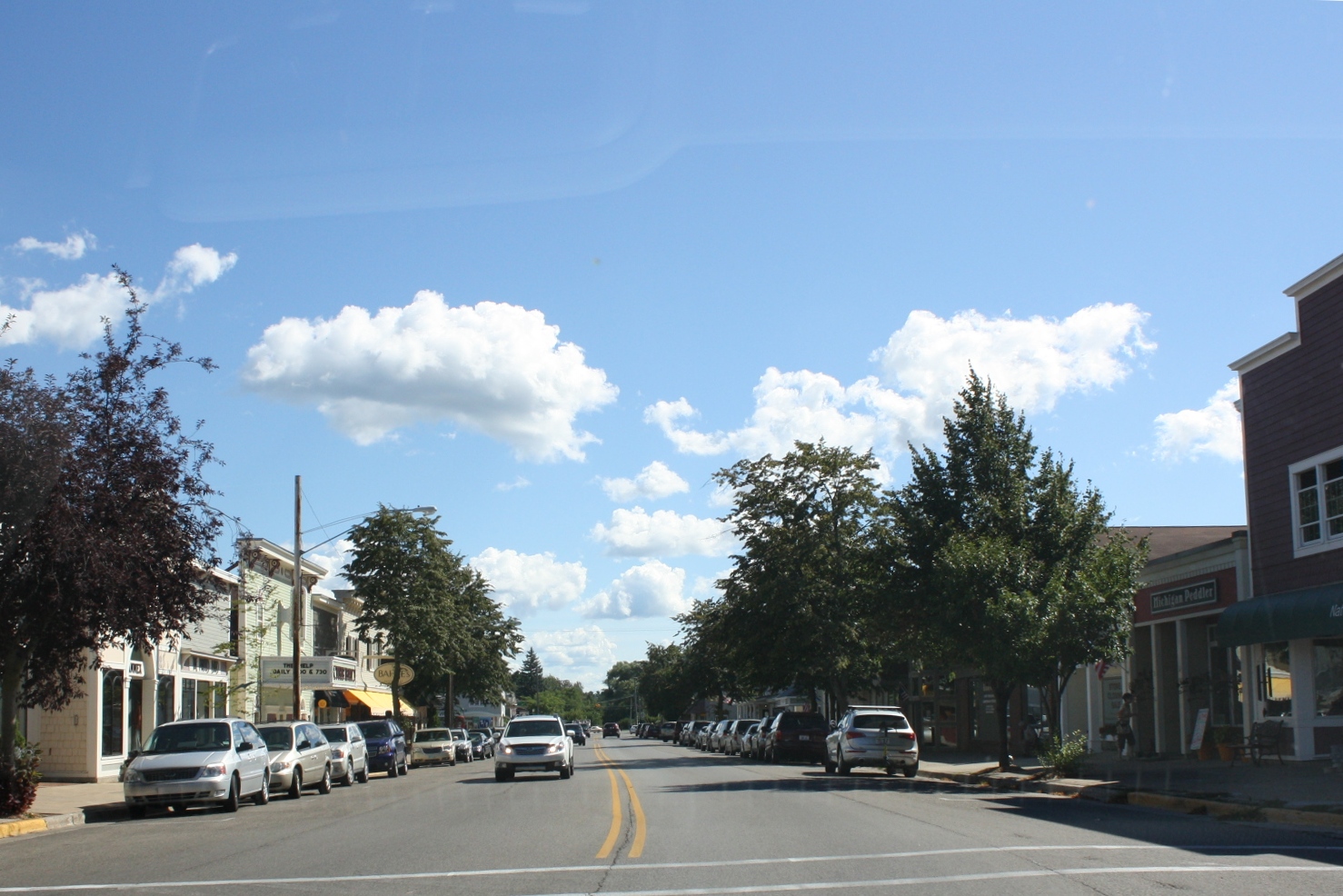 Downtown streets in Suttons Bay, Michigan
