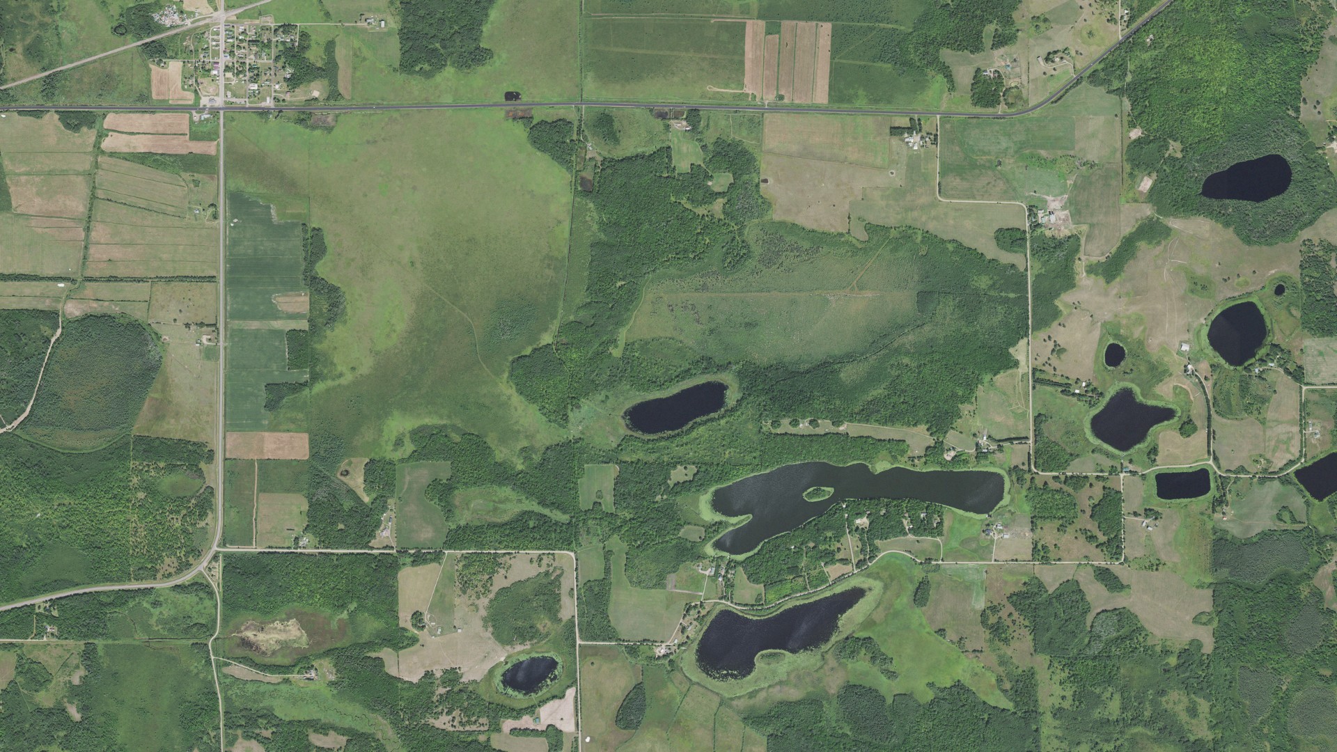 Aerial view of land around Clark, Minnesota
