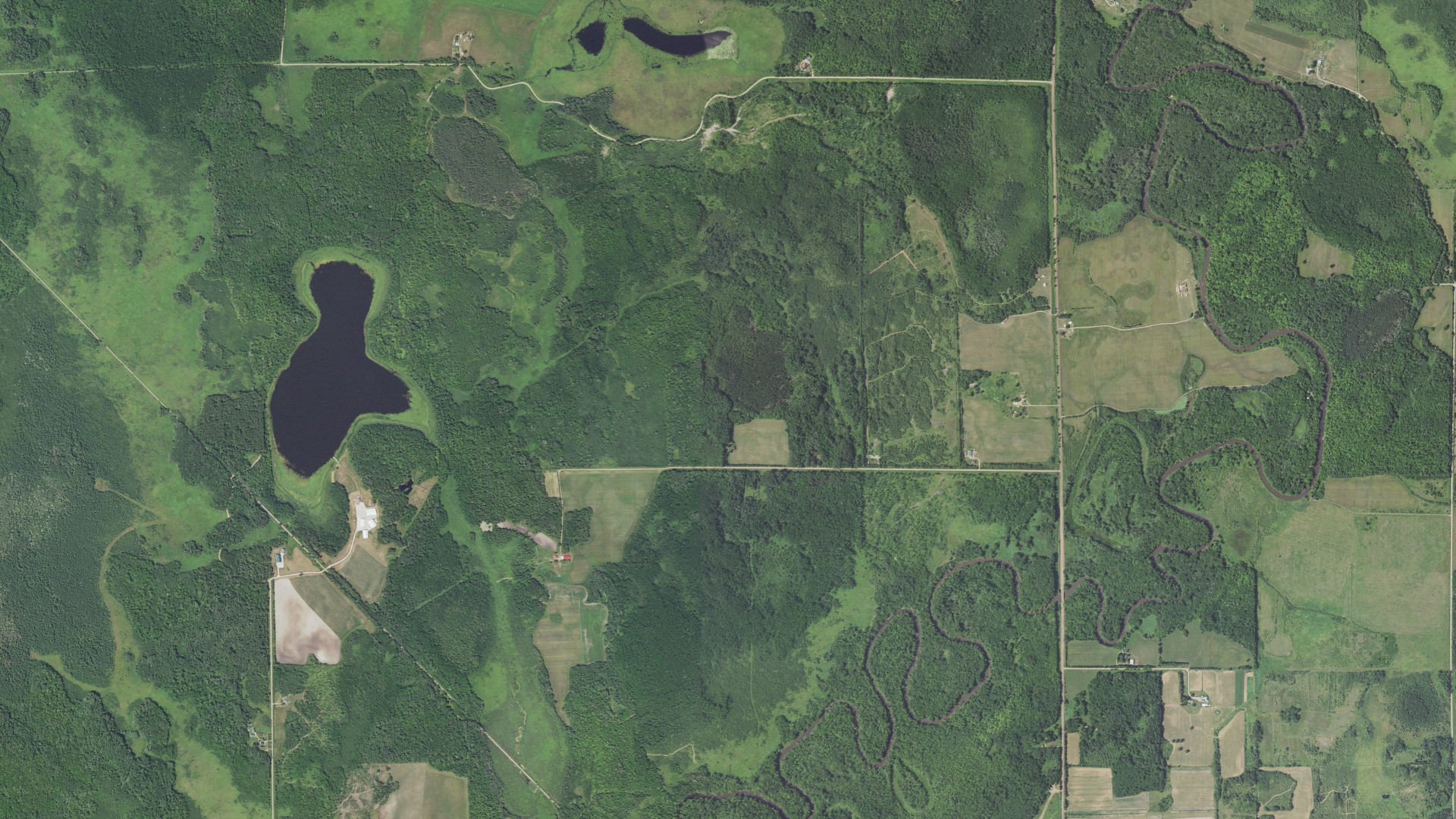 Aerial view of land around Logan, Minnesota