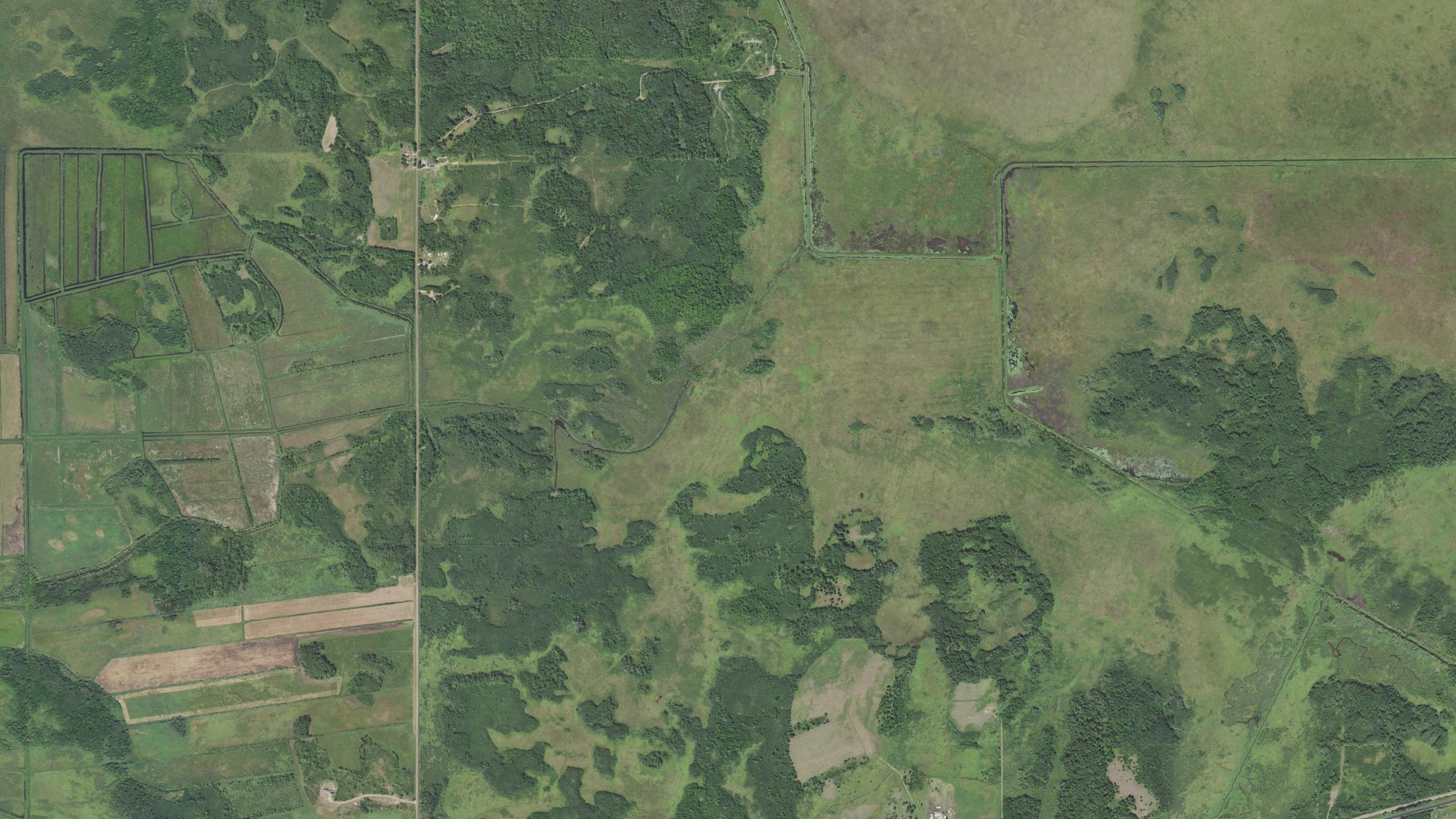 Aerial view of land around McGregor, Minnesota