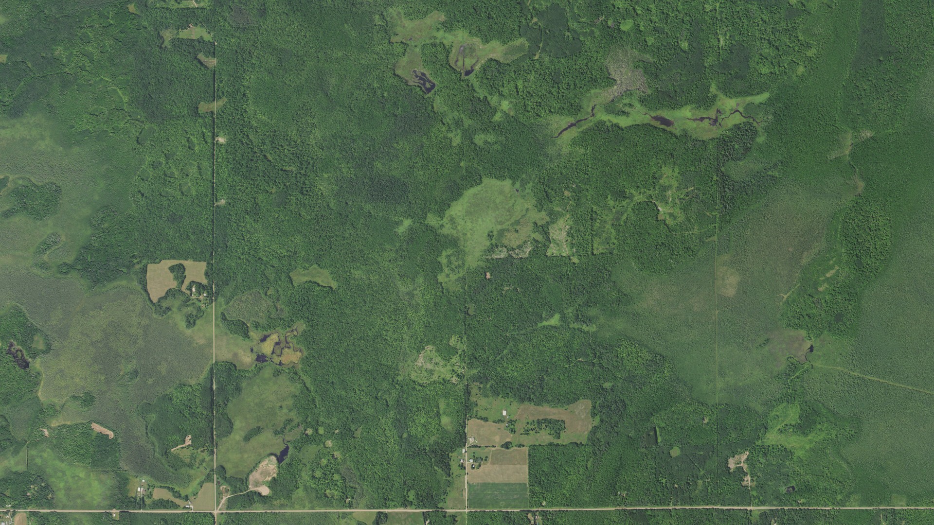 Aerial view of land around Seavey, Minnesota