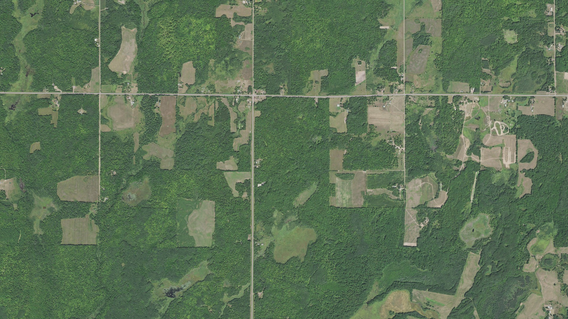 Aerial view of land around Wagner, Minnesota