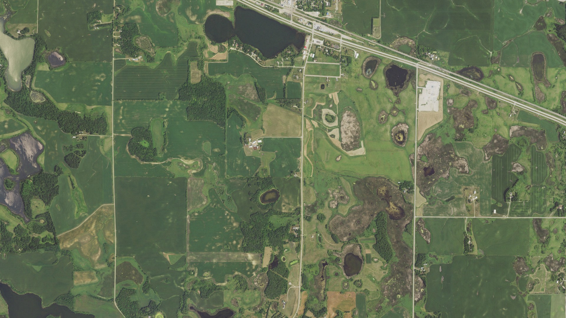 Natural-color aerial photograph of land around Audubon, Minnesota