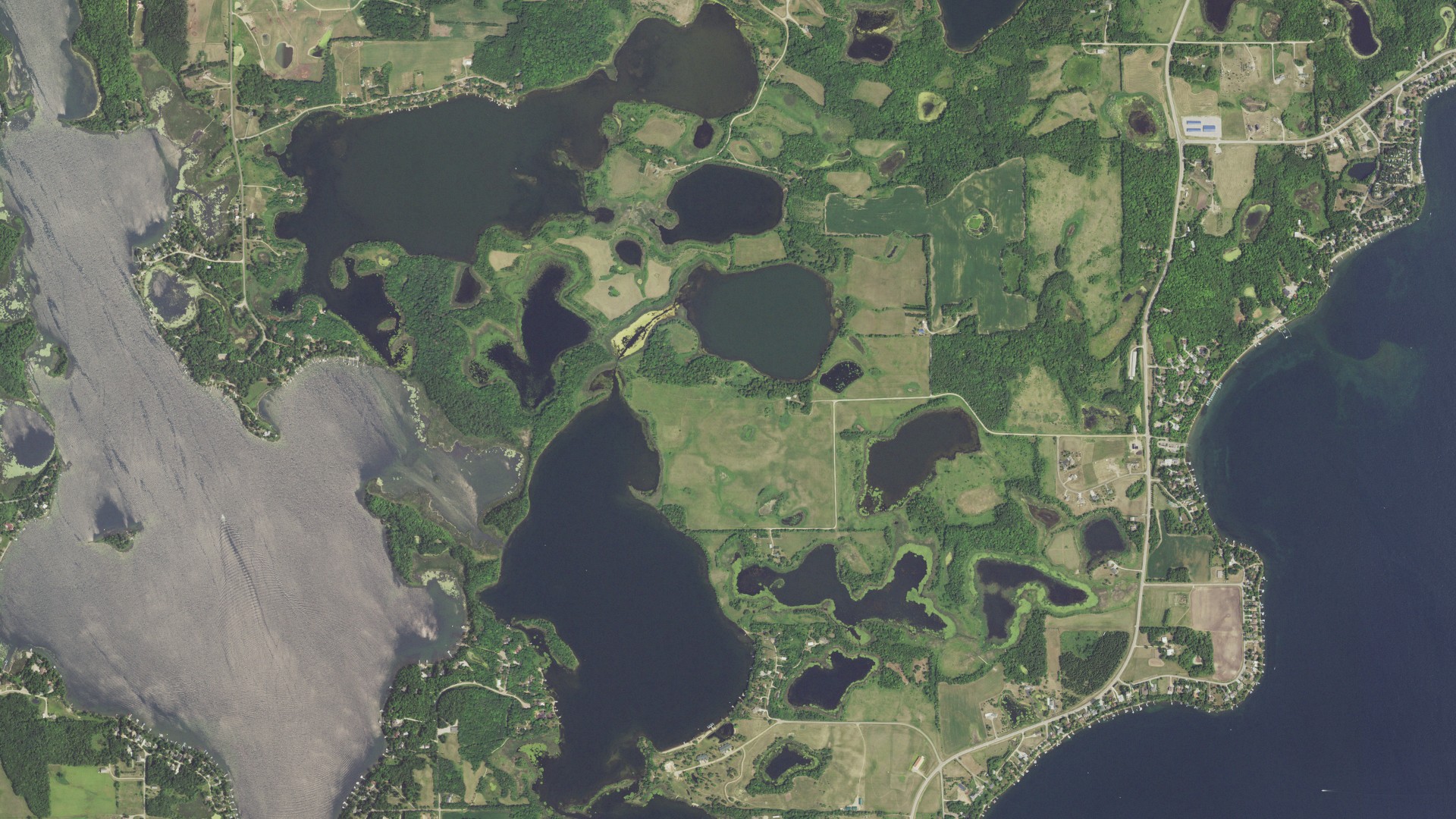 Aerial view of land around Cormorant, Minnesota