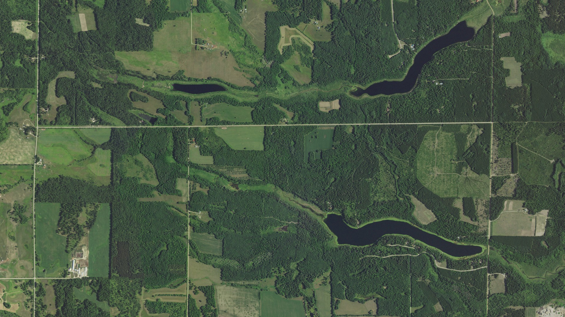 Aerial view of land around Green Valley, Minnesota